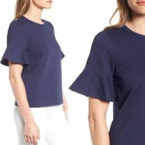 🔥Draper James blue cotton ruffle sleeve top Medium